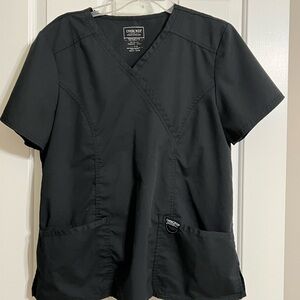 Cherokee Workwear V-Neck Scrub Top in Black